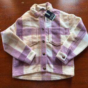 DSG PLAID GIRLS BUTTON UP JACKET NWT